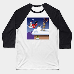 Santa falling off roof Baseball T-Shirt